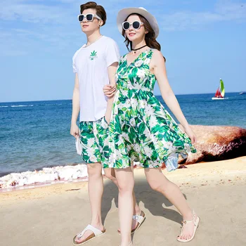 

Korean couple clothing tshirts college fashion style pair lovers women summer beach dress pants matching clothes outfit wear 42