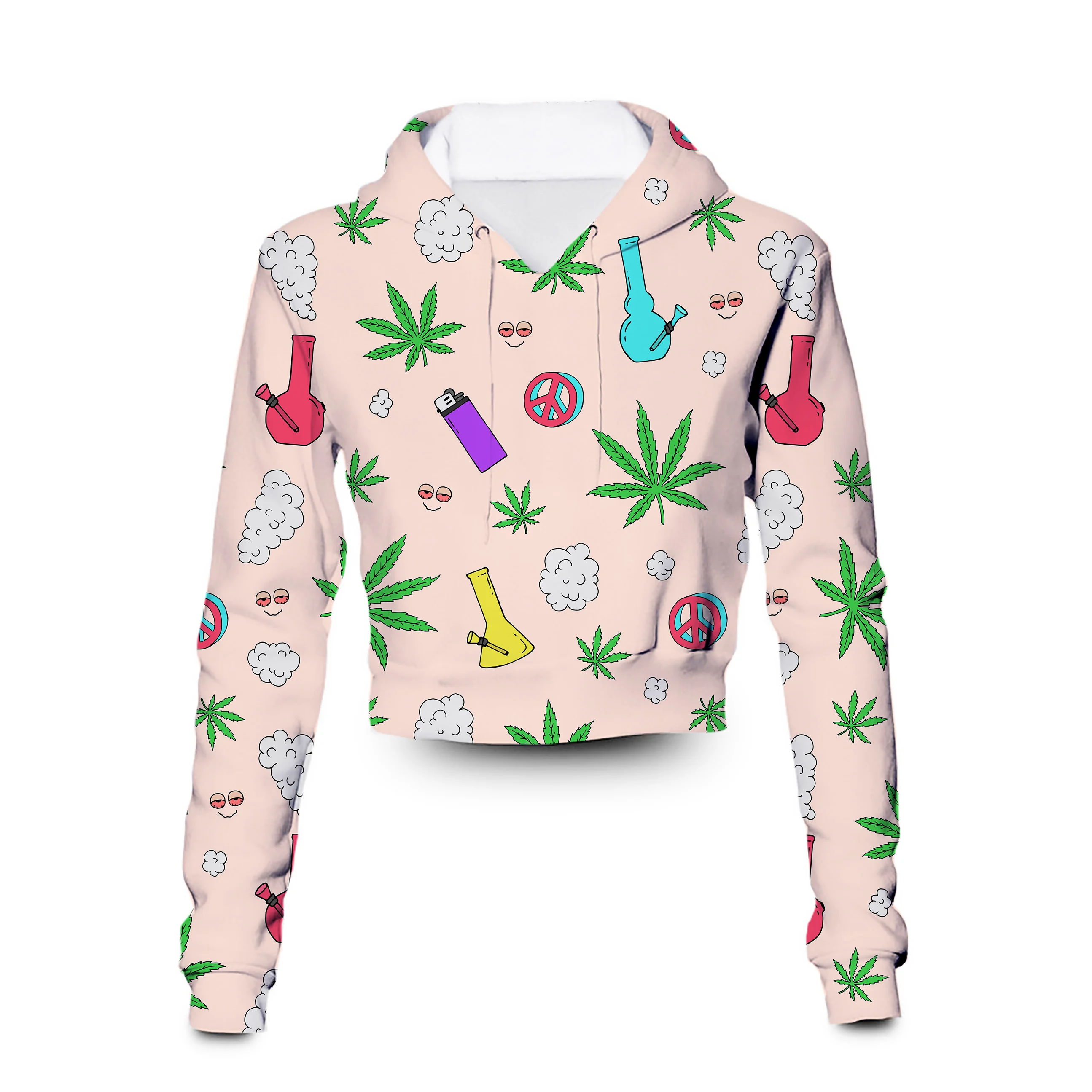 

Custom Made Stoner 420 Sublimation Printing Dancing Crop Hoodies Clothing