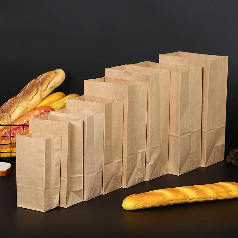 10/20pcs Brown Kraft Paper bag Gift Bags packing Biscuits Food bread Cookie Nuts Snack Baking Package Takeout Eco-friendly Bag66 - Цвет: Kraft paper