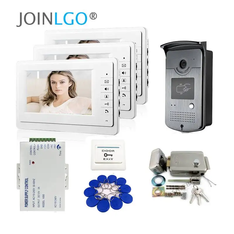 Проводной 7 &quotвидео телефон двери дверной звонок Домофон Системы 1/2/3 монитор RFID