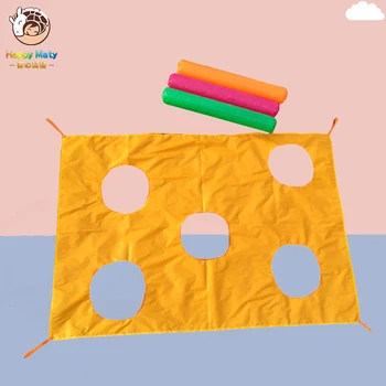 

2*1.45M Children Games Parachute with Holes Rainbow Umbrella Educational Outdoor Sports Toys Fun Kindergarten Kids Ballute