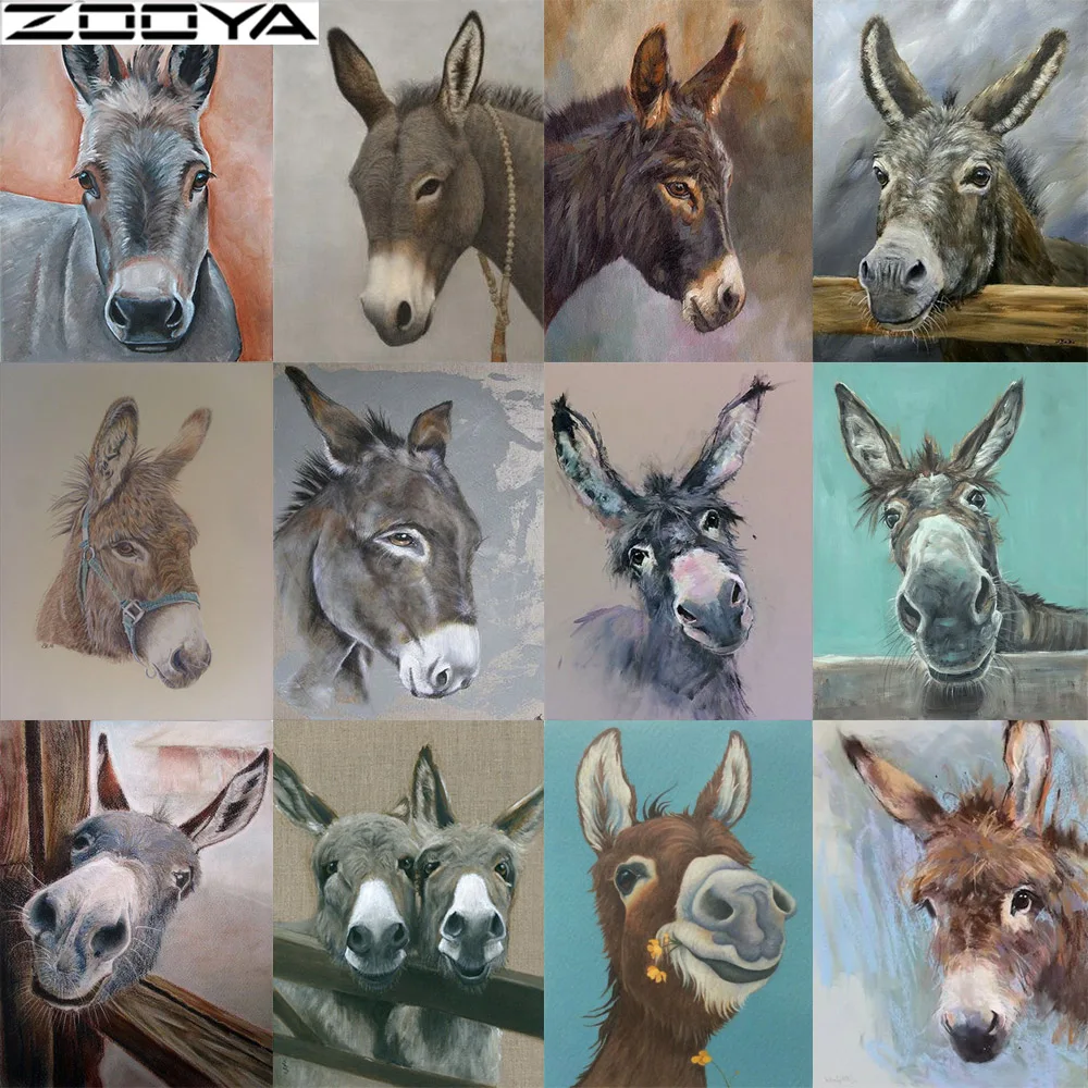 

ZOOYA New Diamond Embroidery Anmial Cross Stitch 5D DIY Diamond Painting Horse Diamond Mosaic donkey Rhinestones Home Decoration