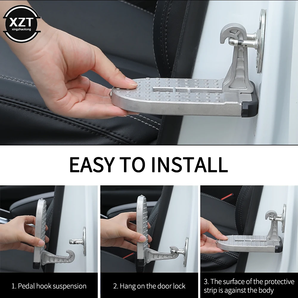 Folding Car Door Step Latch Hook Step Aluminum Alloy Mini Foot Pedal