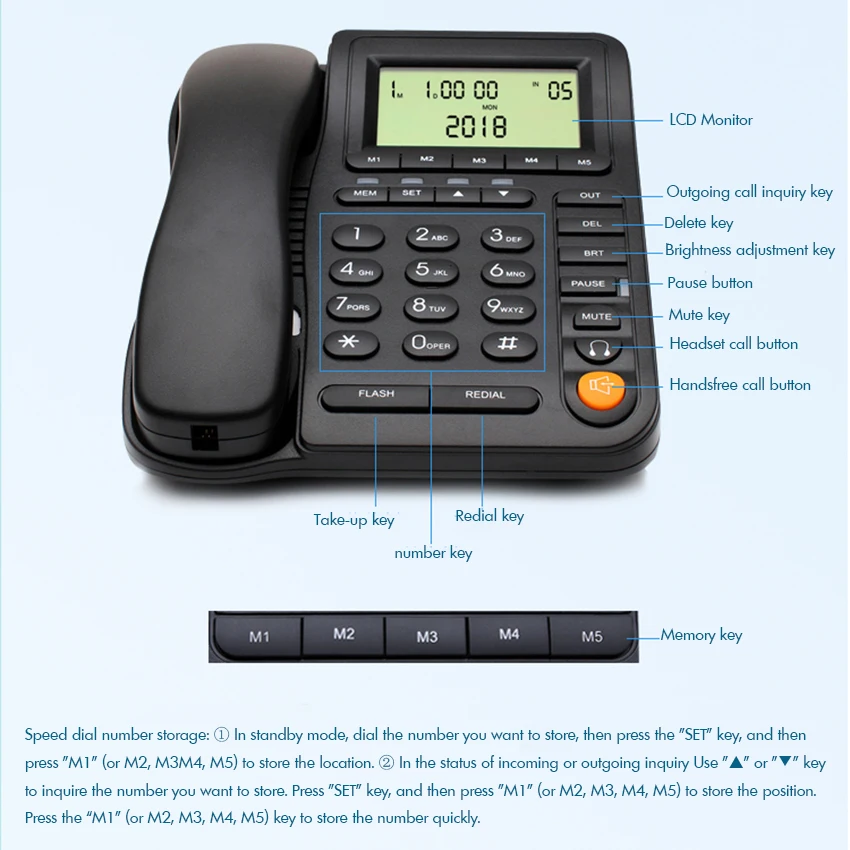id do chamador receptor speakerphone casa escritório telefone fixo