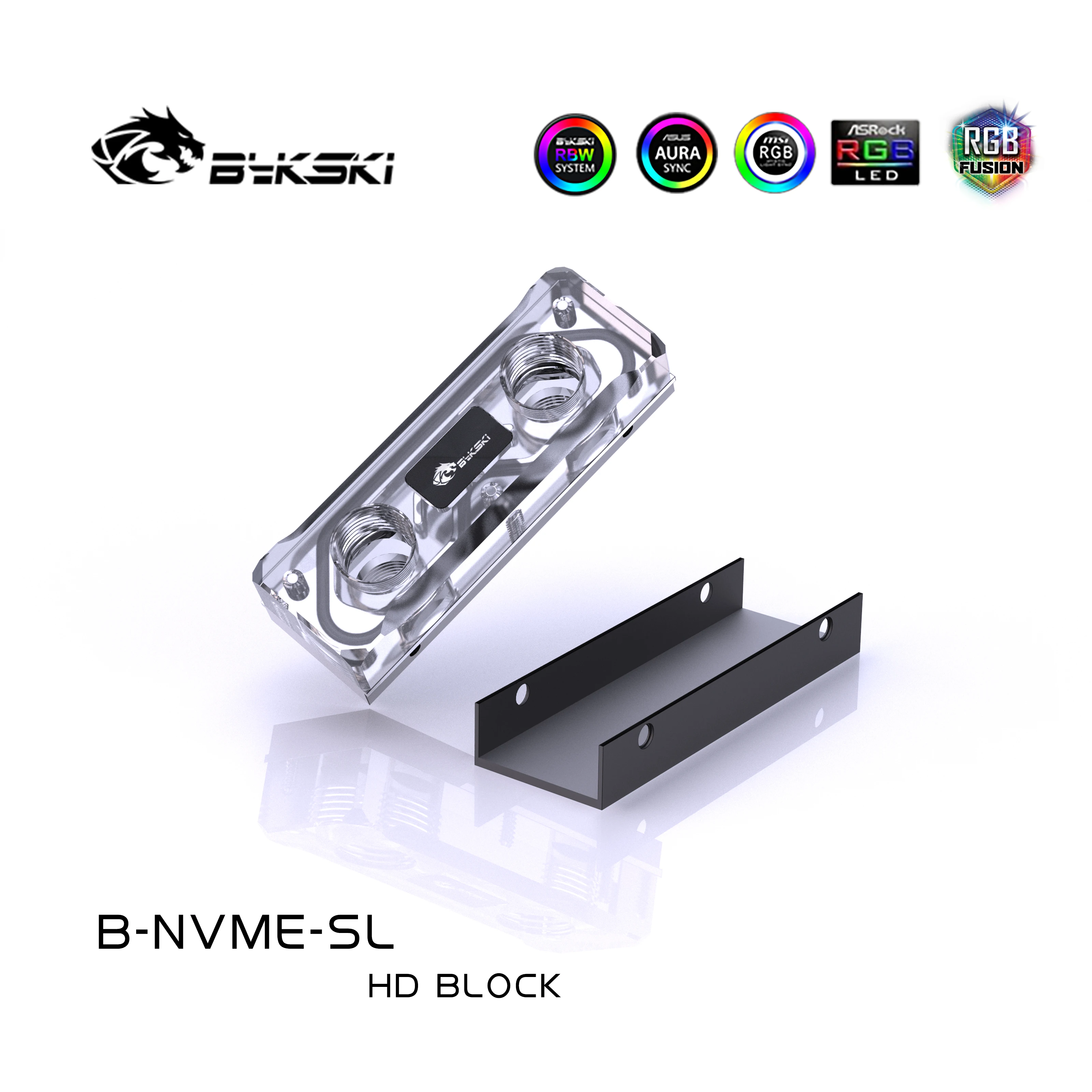 Bykski-ssd Full Acrílico Water Cooling Block Use para Solid State Drive Hard Disk Cooler Radiator B-nvme-sl M.2 - Imagem 4