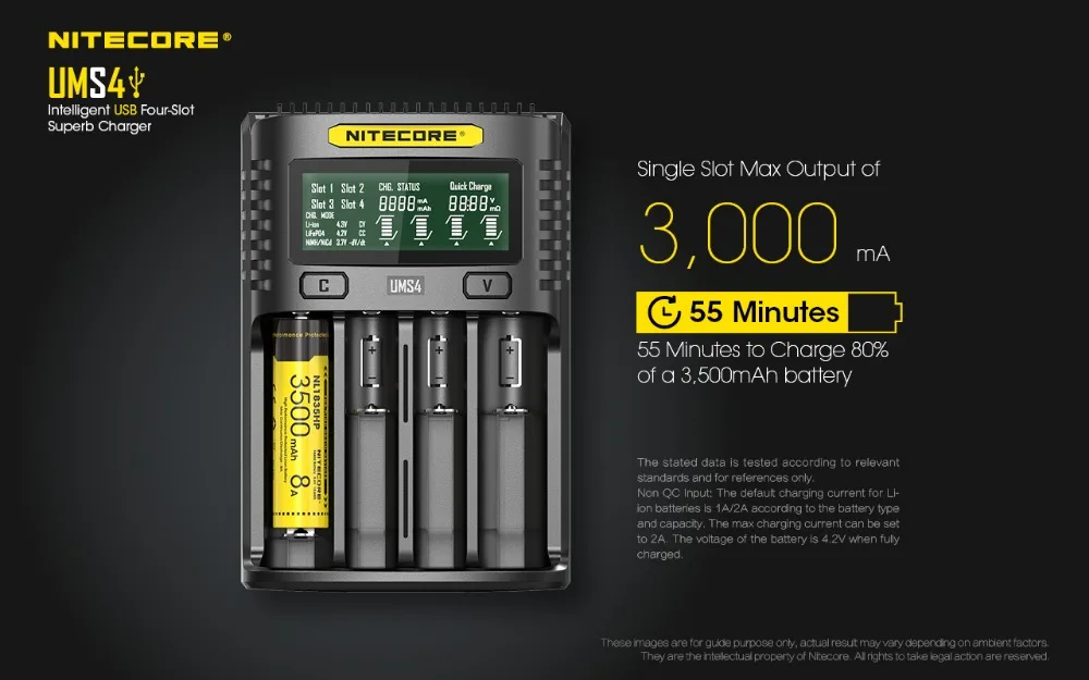 NITECORE UMS4 USB четырехслотовый oled-экран зарядное устройство NITECORE 21700 литий-ионная аккумуляторная батарея NL2150 5000mAh 3,6 V 18Wh