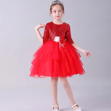 Кружевное платье принцессы; сезон осень-зима; детская одежда с блестками и сеткой; вечерние платья для девочек; платье для дня рождения и свадьбы