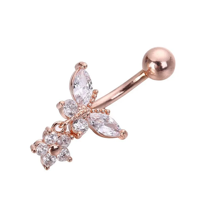 Belly Button Piercing Jewelry Butterfly Zircon Surgical Steel 1 pc