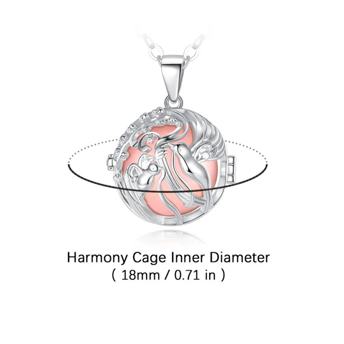 Eudora New 18mm Harmony Ball Humming Bird Pendant Necklace Pregnant Bola Angel Caller Long Chain Personality Jewelry for Women 2