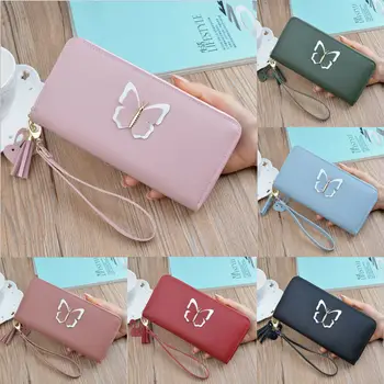 

2019 Newest Hot Women PU Leather Butterfly Day Clutches Wallet Purse Long Card Holder Clutch Box Bag Phone Handbag Day Clutches