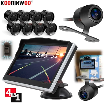 

Koorinwoo Bumper Car Reverse Video Parking Radar 8 Sensor Front + Back Backup Security System Buzzer Alert Alarm for Camera Dash