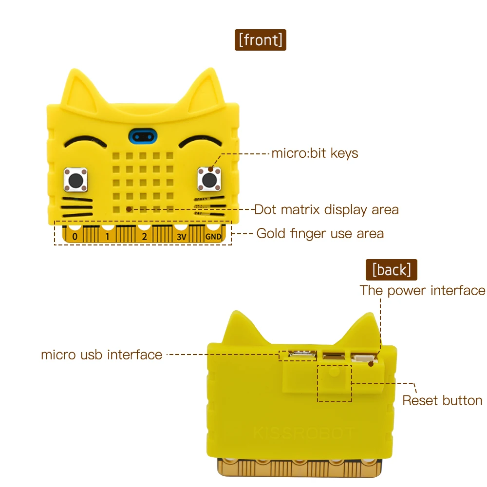 Привет Q! Милый защитный чехол в форме кота силиконовый для micro:bit board (без