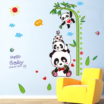 

[shijuekongjian] Panda Bamboo Wall Stickers Growth Chart Ruler Height Measure Wall Decal for Kids Room Mural Art Decoration