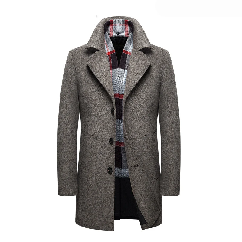 

Coat Wool Mens Men Brand-Clothing Men's Winter Jacket Men Overcoat Turn-down Collar Medium Long Mens Coat Trench Coats WUJ1180