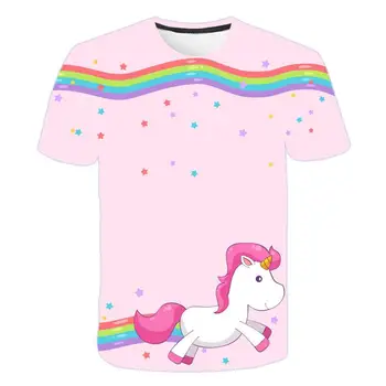 

Hot !Cute Pink Unicorn Girl T -Shirt Summer New Loose Comfortable Children 'S Clothes 3d Printed Boys T -Shirt 4 -14t
