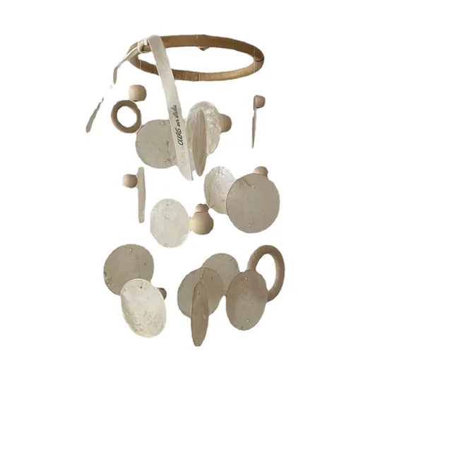 Children's Pendant Toy INS Style Natural Shell Pendant Wooden Beads Ring Wind Chimes Simple Wall Ornaments Homestay Soft Props 6