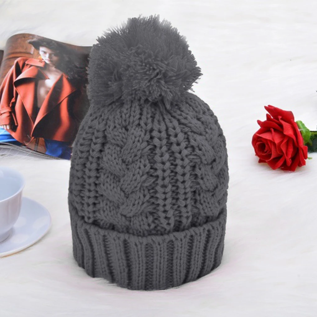 2 шт./компл., осенне-зимняя вязаная шапочка-шарф, женские зимние однотонные Теплые Вязаные Лыжные шапки с помпонами и черепом