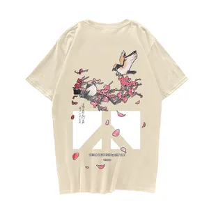 2021 Harajuku T-shirt Men's Hip Hop Flower and Bird Funny T-shirt Streetwear Summer T-shirt Retro Print 100% Cotton T-shirt