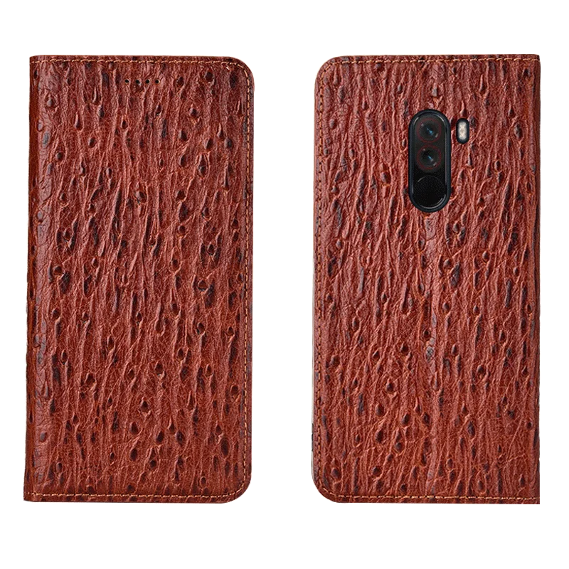 

Ostrich Pattern Genuine Leather Ultra Thin Card Slot Case For Xiaomi POCOphone F1/Xiaomi Mi9 Magnetic Case Standing Coque Funda