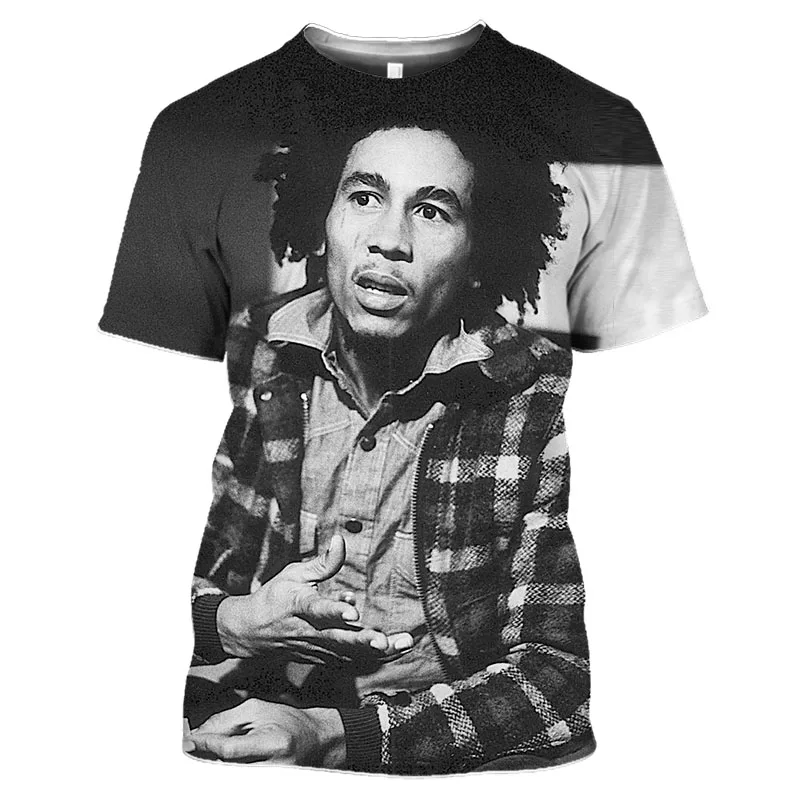 Bob Marley Rock Hip Hop T Shirt Men Male Summer Plus Size Streetwear Casual Short Sleeve Round Neck Weeds Reggae Star T-Shirt (20)
