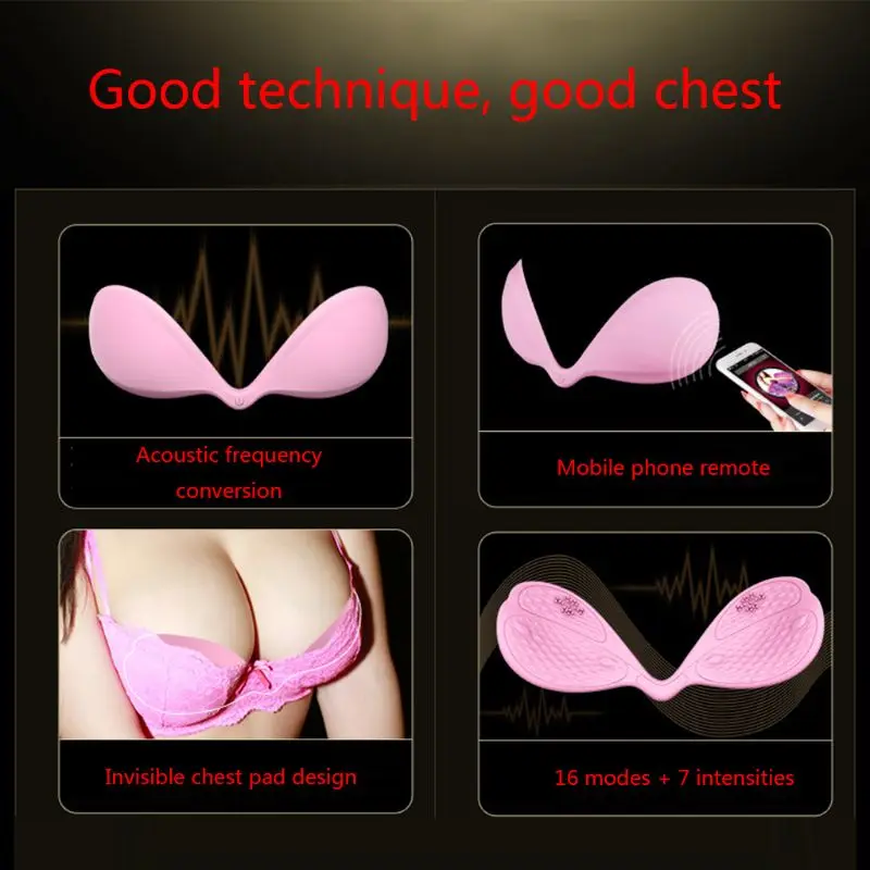  Electric Breast Massager USB Rechargeable Wireless Invisible 16 Mode Mobile Phone Control Anti Ches