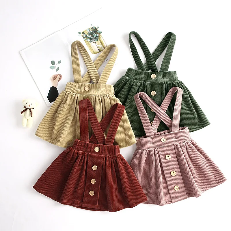 Модное высококачественное милое платье для маленьких девочек; вельветовое детское платье на бретелях для девочек; одежда для маленьких девочек без рукавов; сезон зима-весна