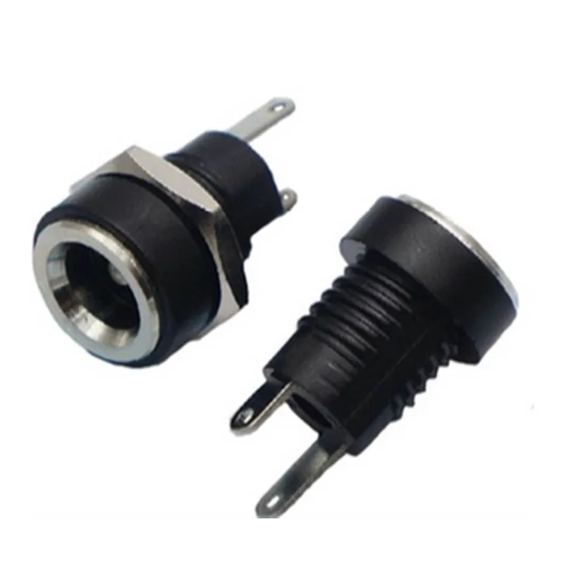 5Pcs 3A 12v Types 5.5*2.1 For DC Power Supply Jack Socket Female Panel Mount Connector 5.5mm 2.1mm Plug Adapter 2 Terminal