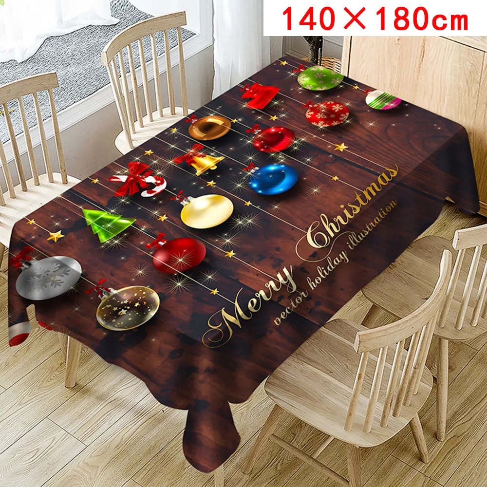 Europe Christmas Tablecloth Xmas Print Rectangle Table Cover Polyester Dustproof Table Cloth New Year Holiday Party Home Decor/d
