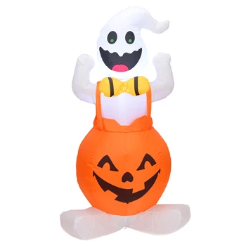 

Halloween Inflatable Blow Up Ghost on Pumpkin Halloween Outdoor Yard Decor Pumpkin with Light for Party