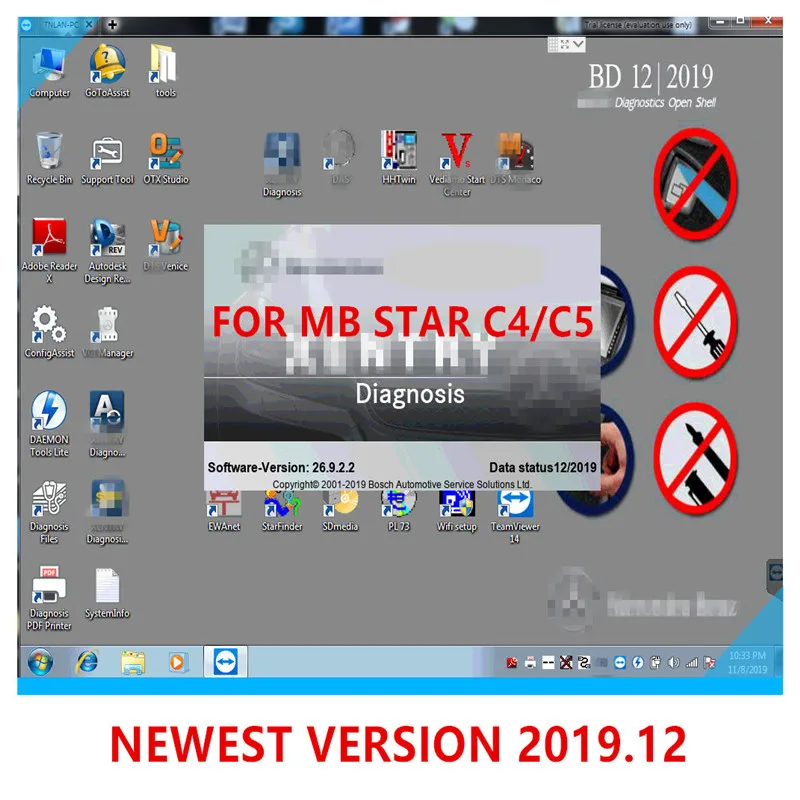 12 новейшее полное программное обеспечение, установленное в HDD для MB STAR C4 и MB STAR C5