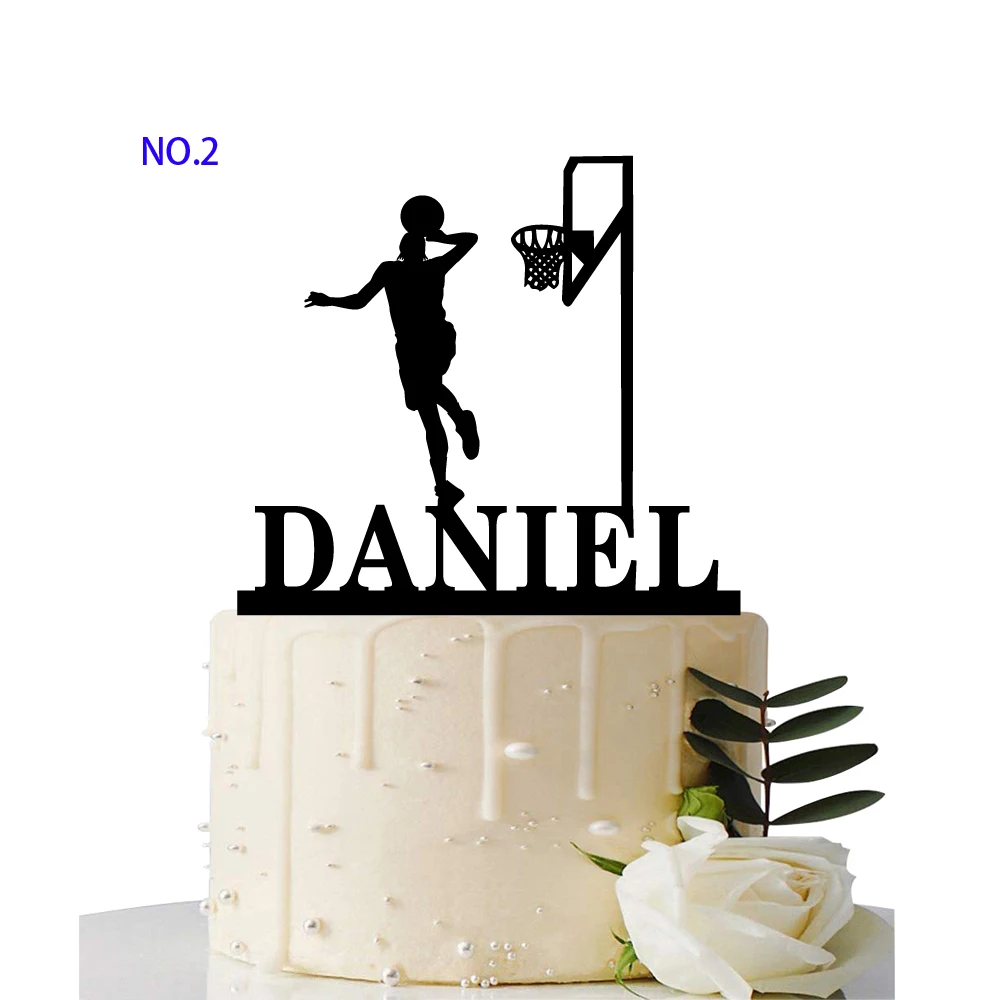 Custom Basketball Theme Name Acrylic Birthday Cake Topper Sports Style Personalized Dunk Team Name Party Cake Toppers Decoration (3)