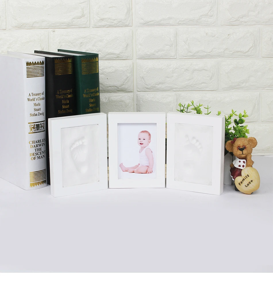 Baby Photo Frame Hand Foot Print Mold Maker 3D DIY Kits Soft Clay Inkpad Footprint Fingerprint Mud Set Baby Souvenir Infant Gift Baby Souvenirs