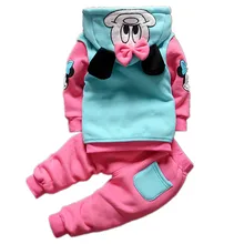 Комплекты одежды с Минни для девочек утепленная Футболка Топ+ куртка с капюшоном+ длинные штаны комплект из 3 предметов для девочек, одежда с Минни Маус для маленьких девочек Детские костюмы