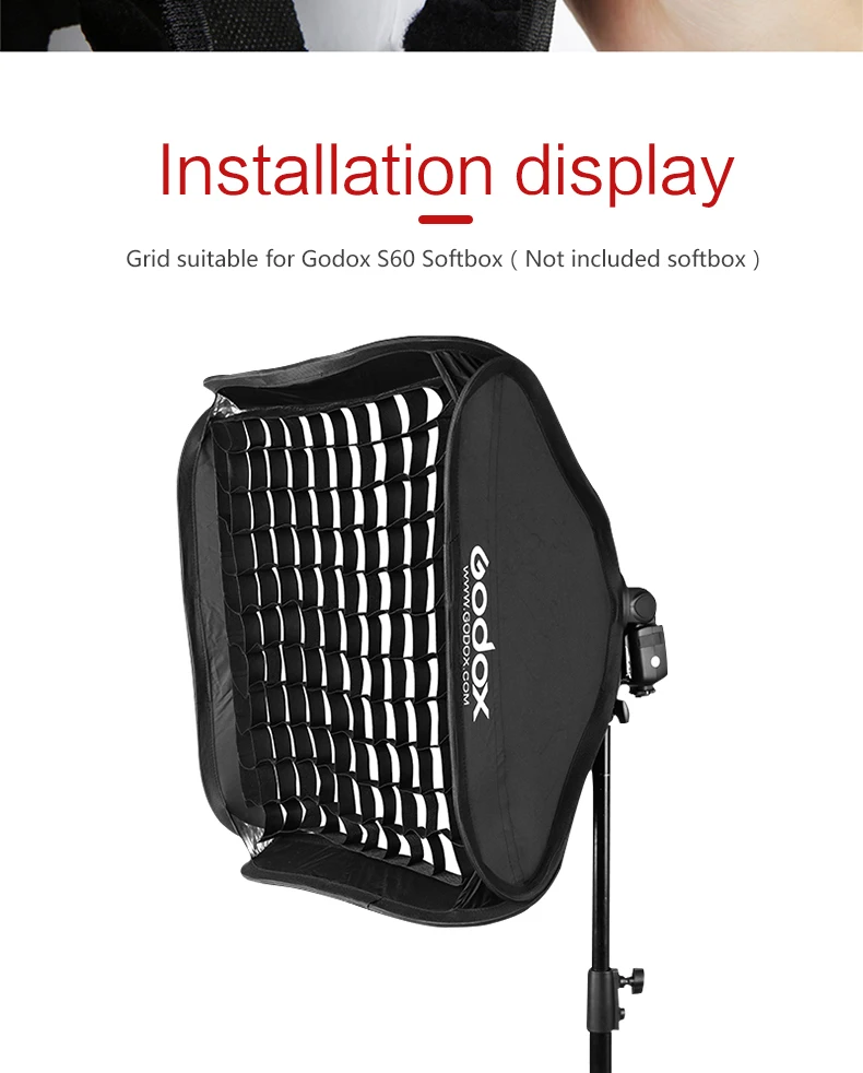 Godox сотовая Сетка 60*60 см 2" x 24" для Godox складной s-тип кронштейн софтбокс подходит для вспышки камеры(60*60 см Сетка только