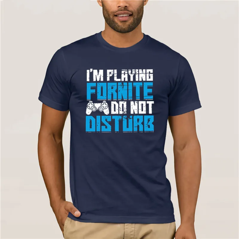 Брендовая мужская рубашка из хлопка с надписью «I'm playing Fornite do not monthy», креативная графическая модная летняя рубашка - Цвет: navy
