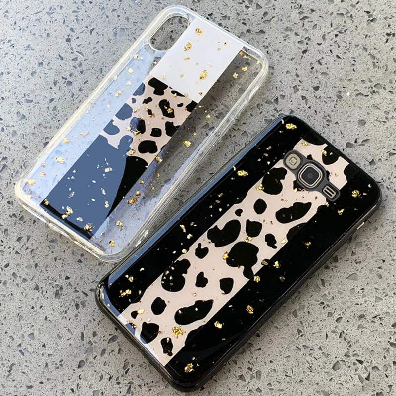 Простой леопардовый чехол из золотой фольги для телефона Samsung Galaxy J7 J6 J5 J4 J3 J2 Prime 2017