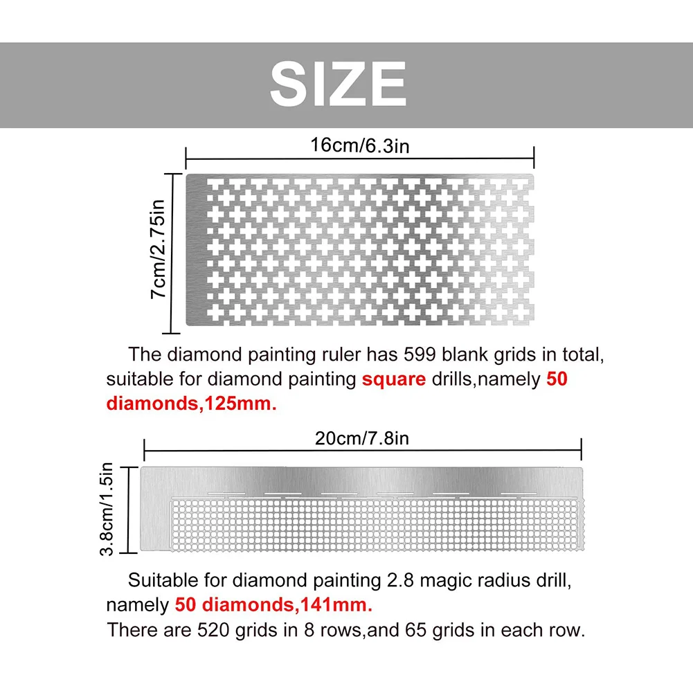 Diamond Painting Accessories Diamond Painting Tool Set Square Painting Tool Ruler Stainless Steel DIY Drawing Ruler Blank Grids For Full Partial Drill 5D Diamond Painting Accessories