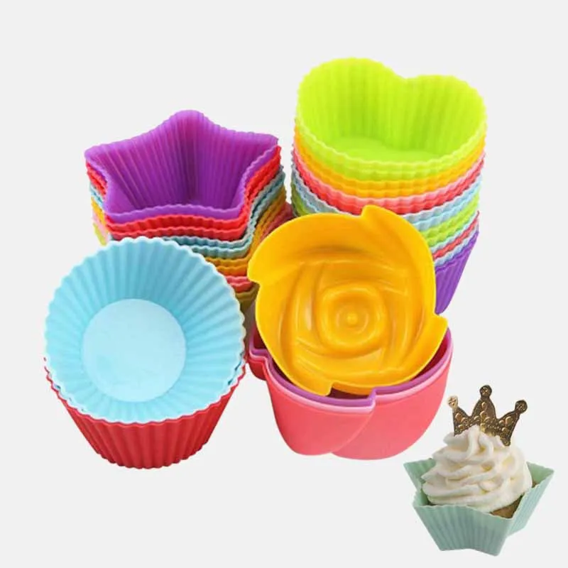 10PCS Rose flower Silicone Samll Loaf Pan Muffin Baking Cups Cupcake Mold Mould