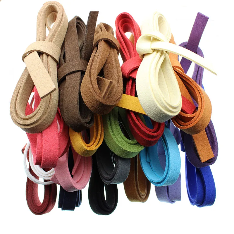 2M 10mm Breite Flache Faux Wildleder Lederband Koreanische Samt Leder Seil String für DIY Armband Halskette schmuck Machen Erkenntnisse