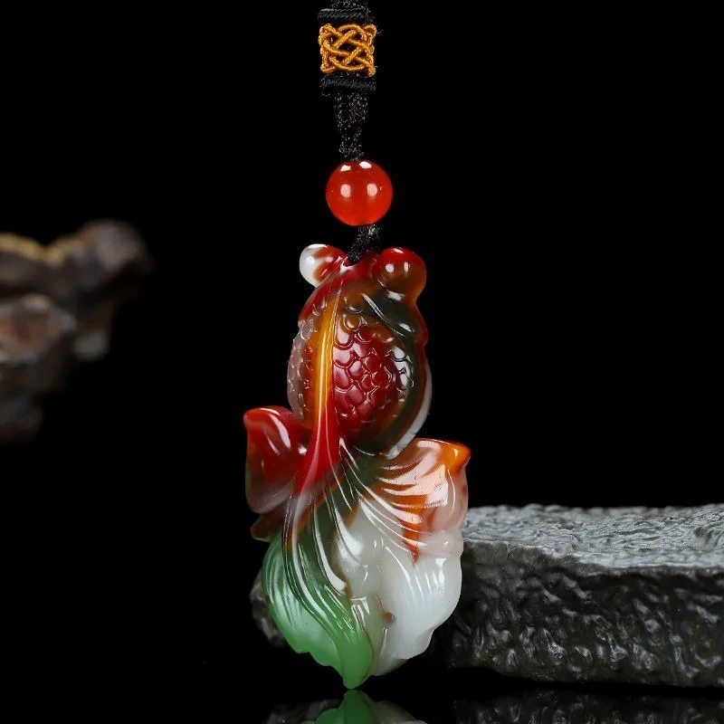 Natural Colorful Jade Rich Goldfish Pendants Men and Women Sweater Chain Pendants for pendant necklace,jade jewelry