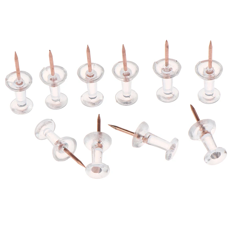 Alfileres transparentes de empuje de oro rosa, 100 Uds., Thumbtack de pulgar, tachuelas de dibujo para pared de fotos, suministros escolares de oficina