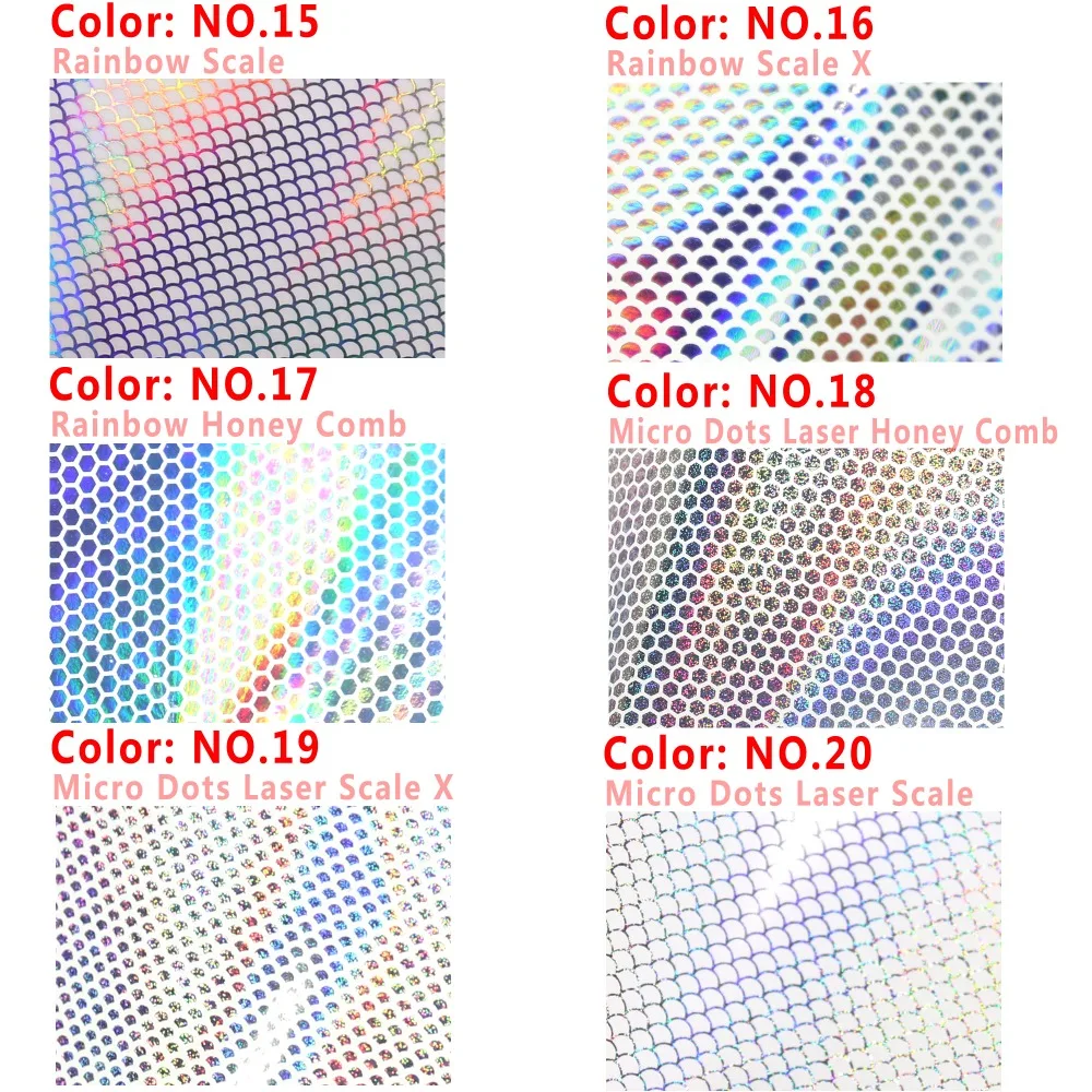 4/6pcs Fishing Hard Bait Sticker Holographic Adhesive Film Flash Type for Saltwater Fishing Lure Making 10X10/10X20cm