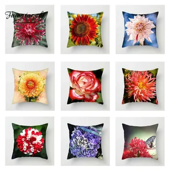 

Fuwatacchi Floral Bud Cushion Cover Roses Throw Pillow Colorful Pillow Cover for Sofa Car Decor Pillowcases 45*45 cm