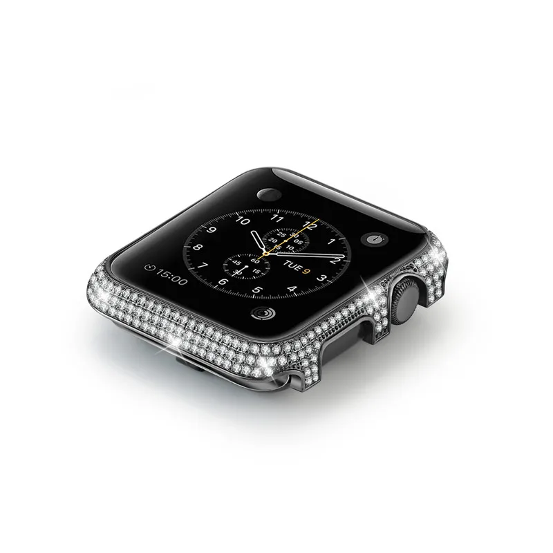 Сверкающий чехол с кристаллами и бриллиантами для apple watch series 5 4 3 2 1, металлический бампер, защитная рамка, чехол для iwatch 44/40/42/38 мм