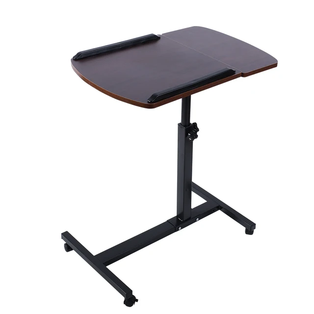Foldable Computer Table Standing Desk Lifting Movable Study Table Adjustable Portable Laptop Desks Laptop Bed Tables 40*60cm Red Walnut