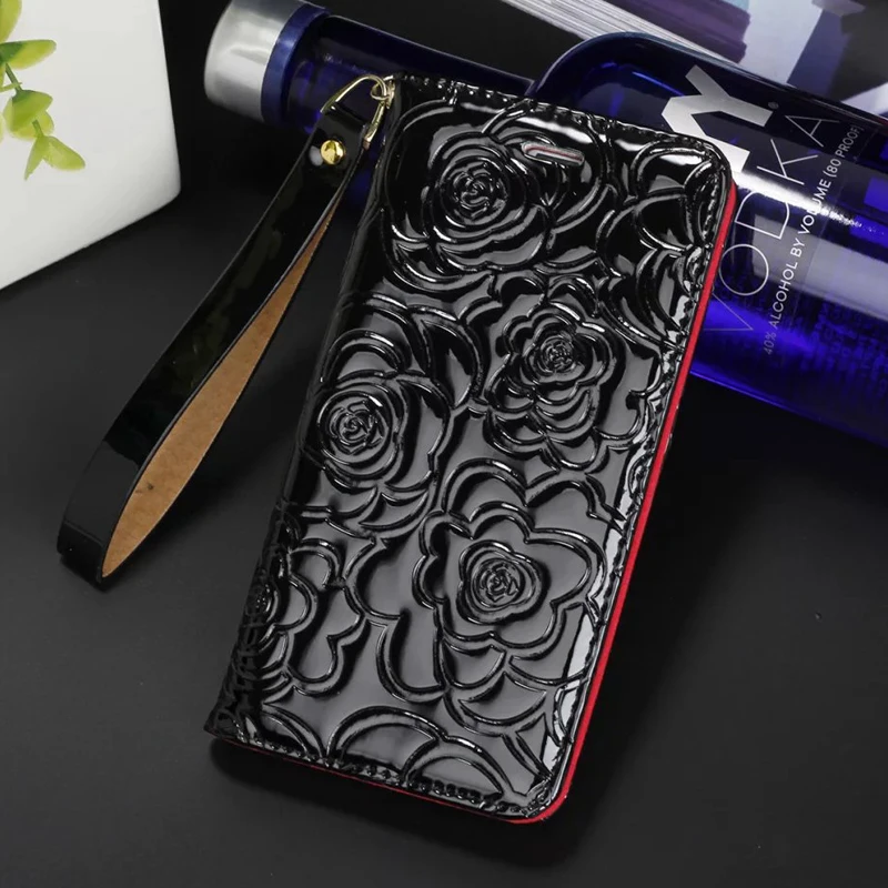 Myl-12k Folio camellia phone Leather case For iPhone 6S 7 8 Plus Xs 11 Pro Max XR lady flip phone bag wallet style cover case