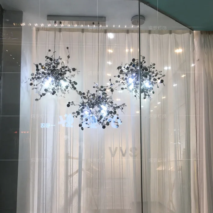

Modern Designer Stainless Steel Slice Chandelier Living Room Dining Room Bar Coffee Shop Dressing Table Decorative Lamp