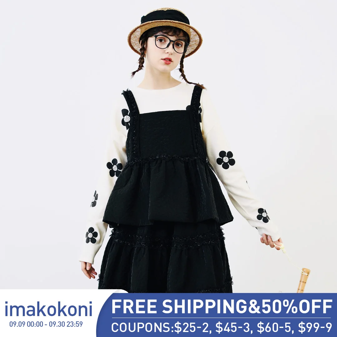 Оригинальная Черная женская кофта imakokoni Hey Er Nao Осенний дизайнерский Свободный