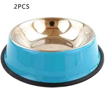 

2pcs Stainless Steel Dog Bowl Dog Food Utensils Dog Bowl Non-slip Pet Bowl Teddy Golden Retriever Dog Food Bowl