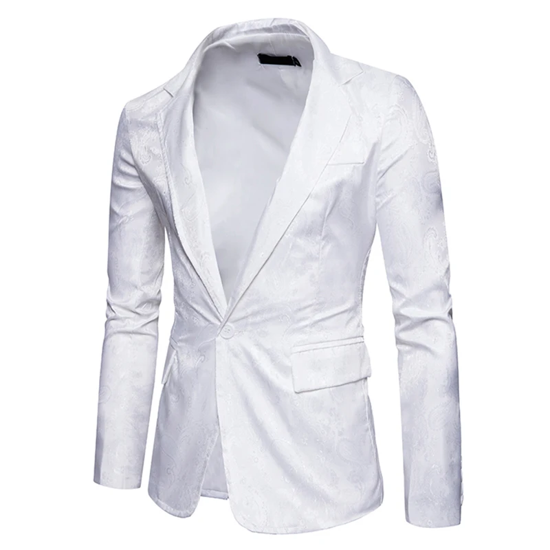 New Arrivals Men Casual suit coat men's slim fit autumn single button Cashew flowers pattern silk cloth Suit jacket EU size New Arrivals Men Casual suit coat men's slim fit autumn single button Cashew flowers pattern silk cloth Suit jacket EU size